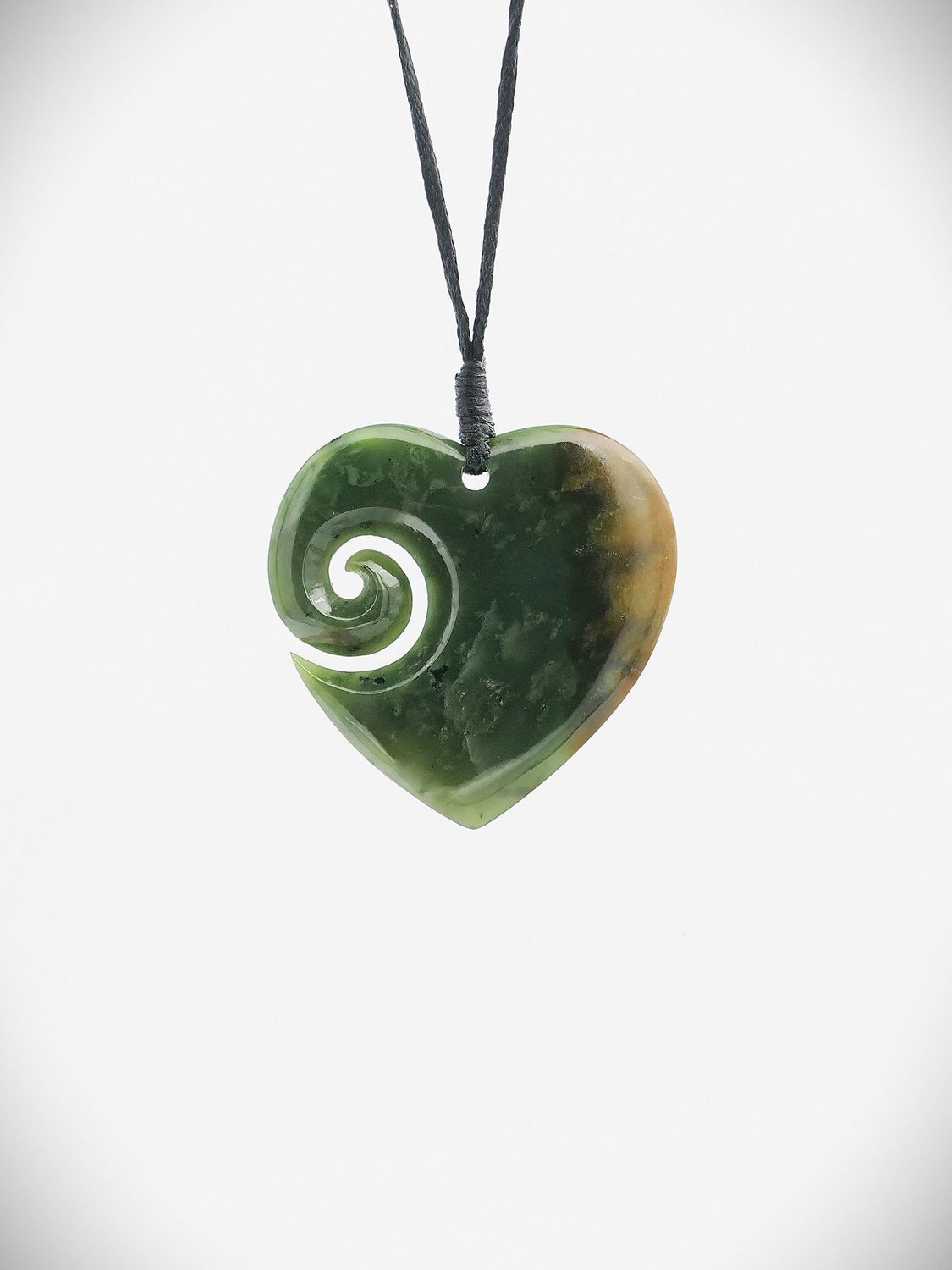 Moko Pounamu Heart NZ Genuine Marsden Flower Greenstone - Ruatahuna