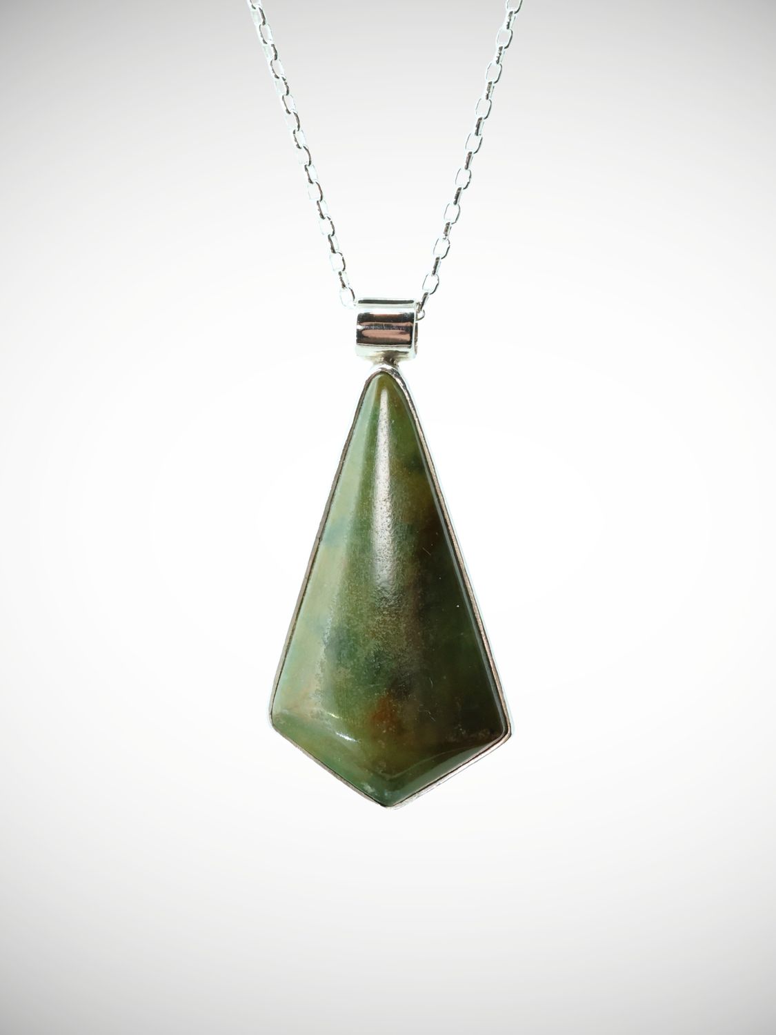 Moko Pounamu Genuine NZ Marsden Flower Greenstone & Sterling Silver Pendant - Haunui