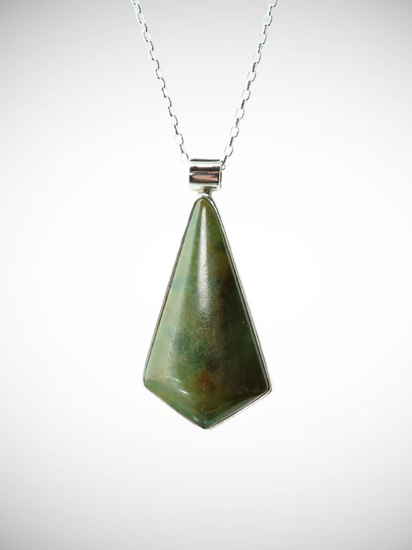 Moko Pounamu Genuine NZ Marsden Flower Greenstone & Sterling Silver Pendant - Haunui