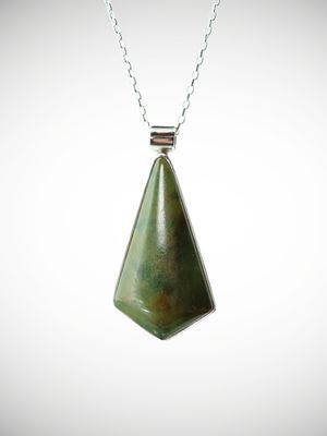 Moko Pounamu Genuine NZ Marsden Flower Greenstone & Sterling Silver Pendant - Haunui