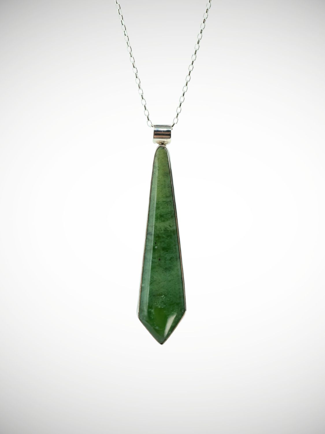 Moko Pounamu Genuine NZ Auhunga Greenstone & Sterling Silver Drop Pendant - Hiwinui