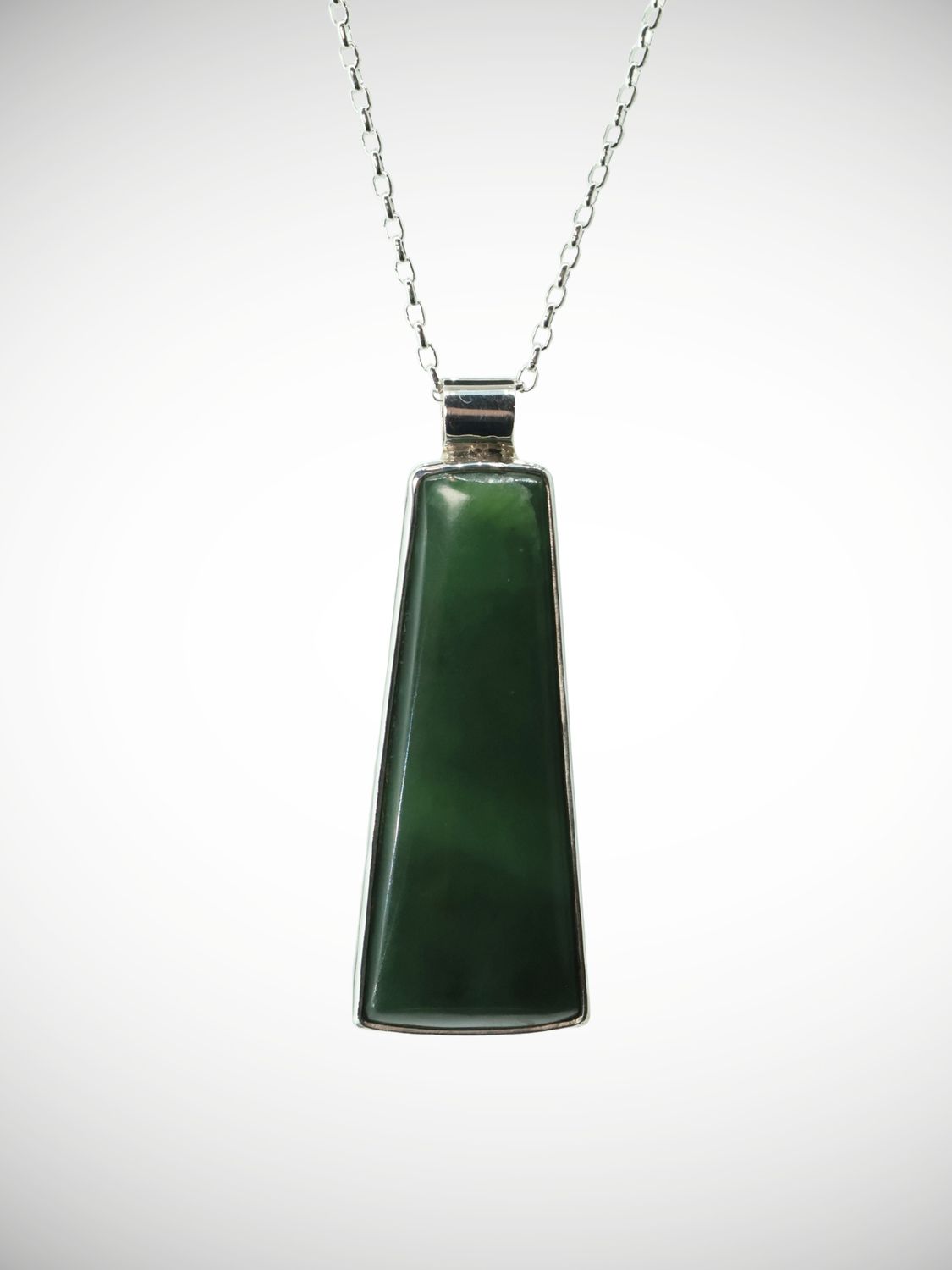 Moko Pounamu Genuine NZ Kawakawa Greenstone & Sterling Silver Drop Pendant - Houipapa