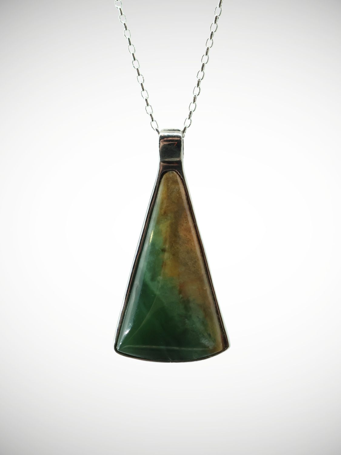 Moko Pounamu Genuine NZ Reversible Marsden Flower Greenstone & Sterling Silver Drop Pendant - Houpoto