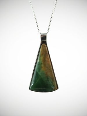 Moko Pounamu Genuine NZ Reversible Marsden Flower Greenstone & Sterling Silver Drop Pendant - Houpoto