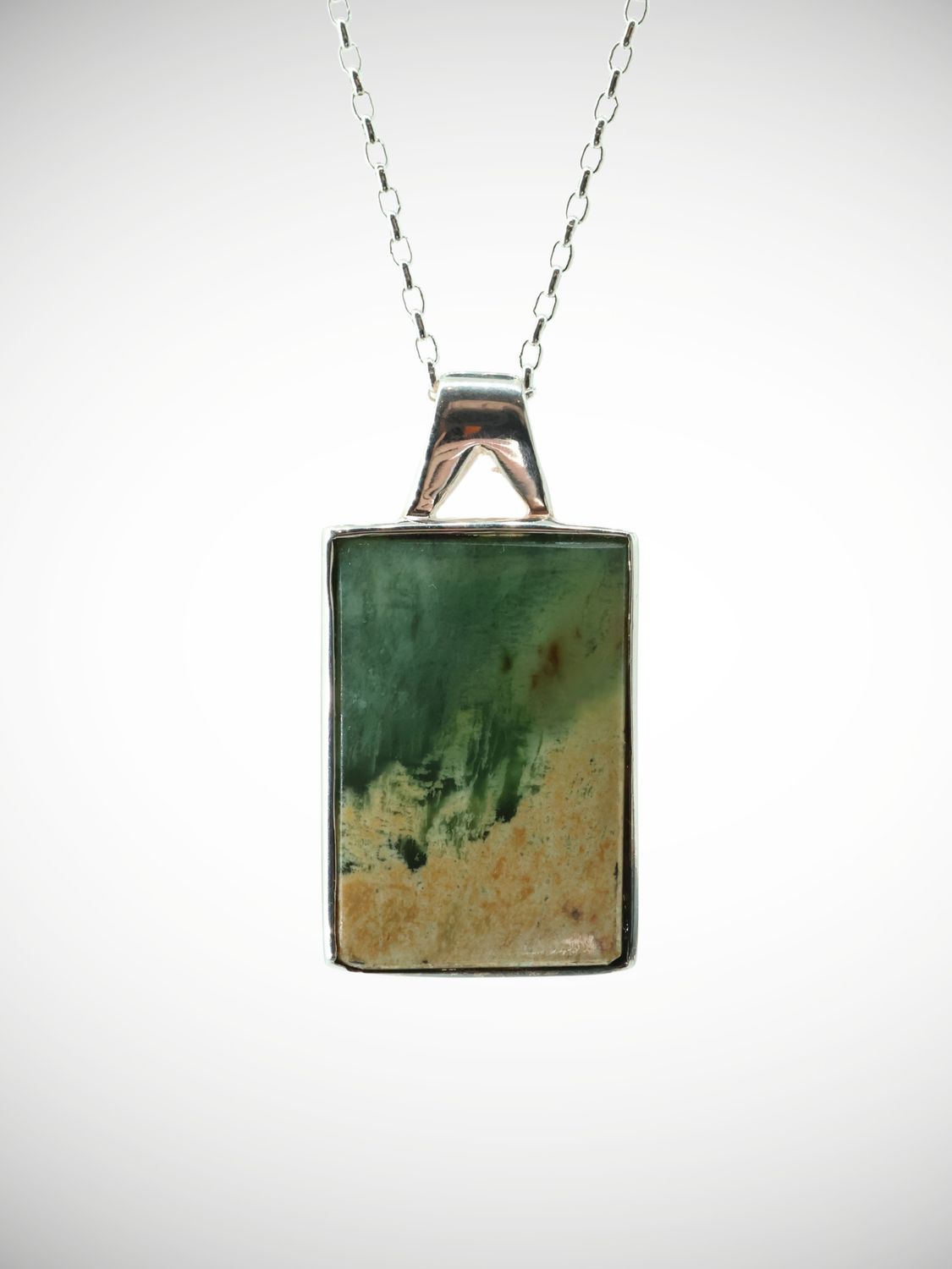 Moko Pounamu Genuine NZ Reversible  Kahotea Flower Greenstone & Sterling Silver Drop Pendant - Hukanui