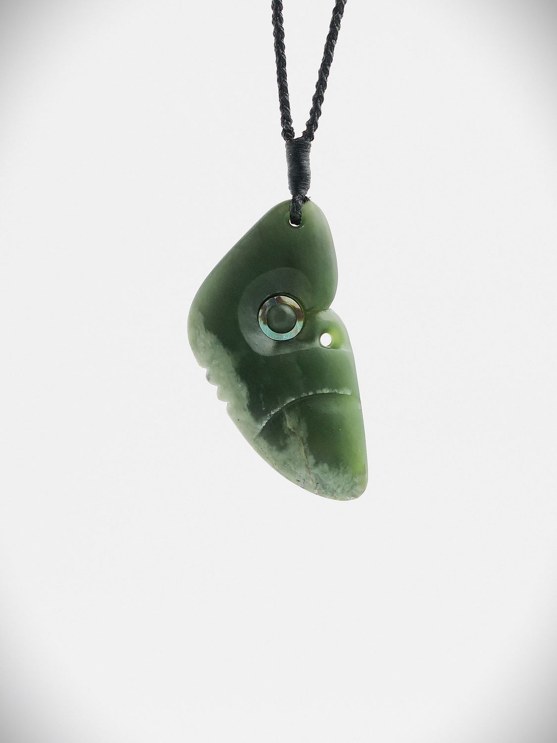 Moko Pounamu Koruru NZ Genuine Inanga Flower Greenstone - Hatepe