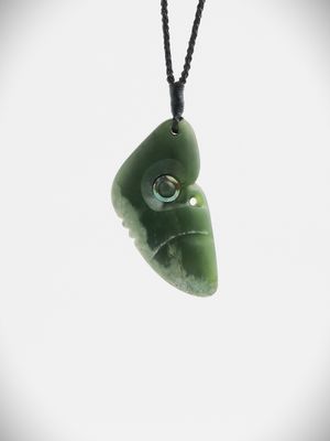 Moko Pounamu Koruru NZ Genuine Inanga Flower Greenstone - Hatepe