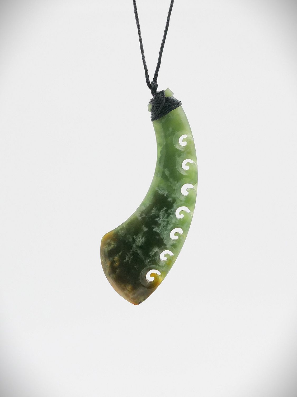 Moko Pounamu Contemporary Design NZ Genuine Kahotea Flower Greenstone - Ruakituri