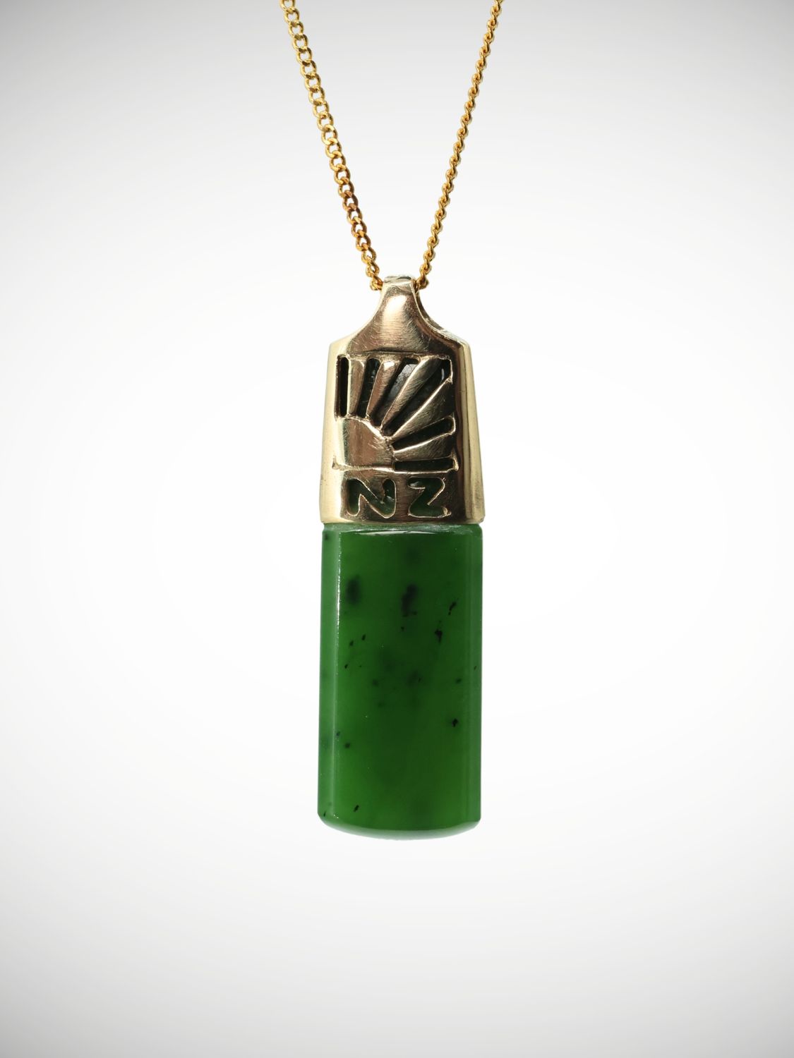 Moko Pounamu Genuine NZ Kahurangi Greenstone & 9ct Gold Drop Pendant - Hurimoana