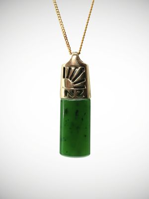 Moko Pounamu Genuine NZ Kahurangi Greenstone & 9ct Gold Drop Pendant - Hurimoana