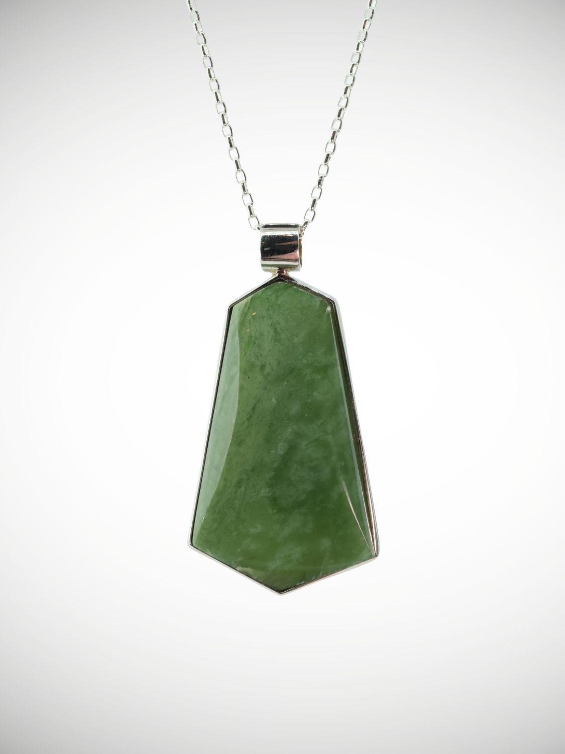 Moko Pounamu Genuine NZ Kahotea Greenstone & Sterling Silver Drop Pendant - Ikawai