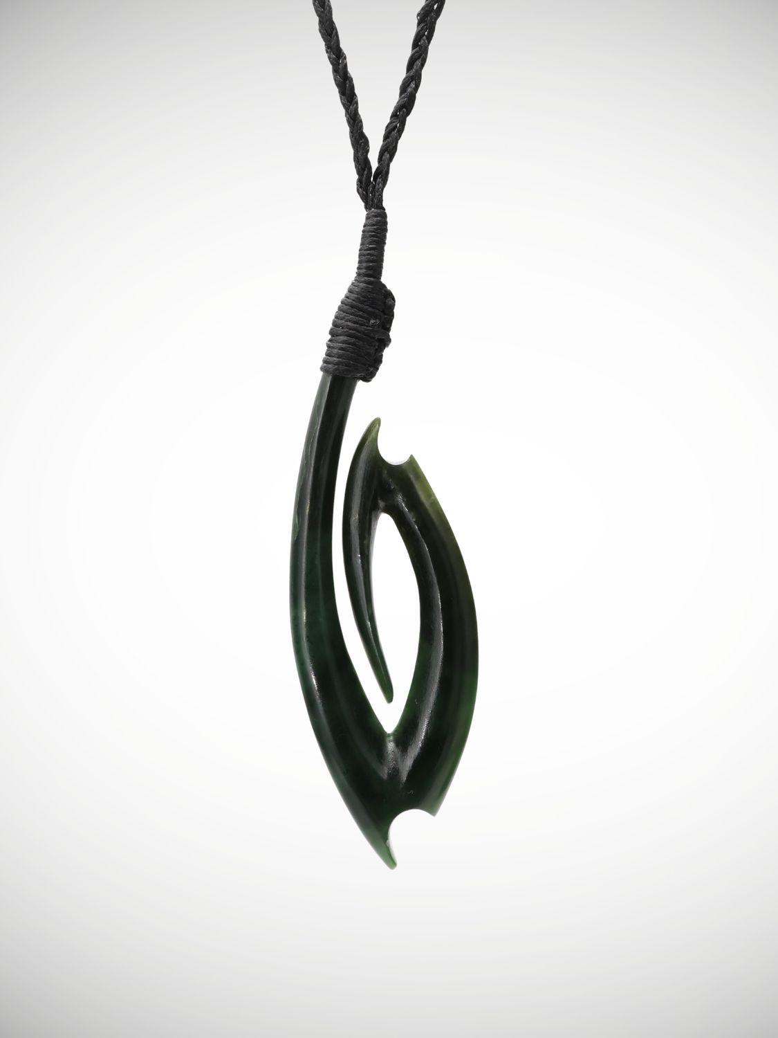 Moko Pounamu Hei Matau Genuine NZ Kawakawa Greenstone - Kaiaua