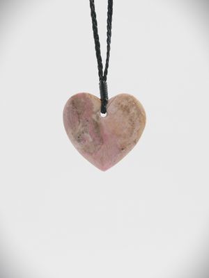 Moko Pounamu,   Heart NZ Genuine Rhodonite stone - Raureka