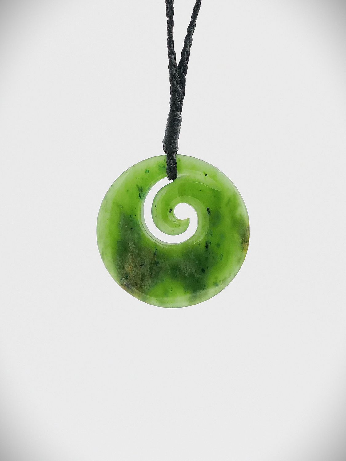 Moko Pounamu Koru NZ Genuine Kahurangi Flower Greenstone - Kereru