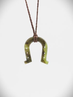 Moko Pounamu Horse Shoe NZ Genuine Totoweka Greenstone - Hu Hoiho
