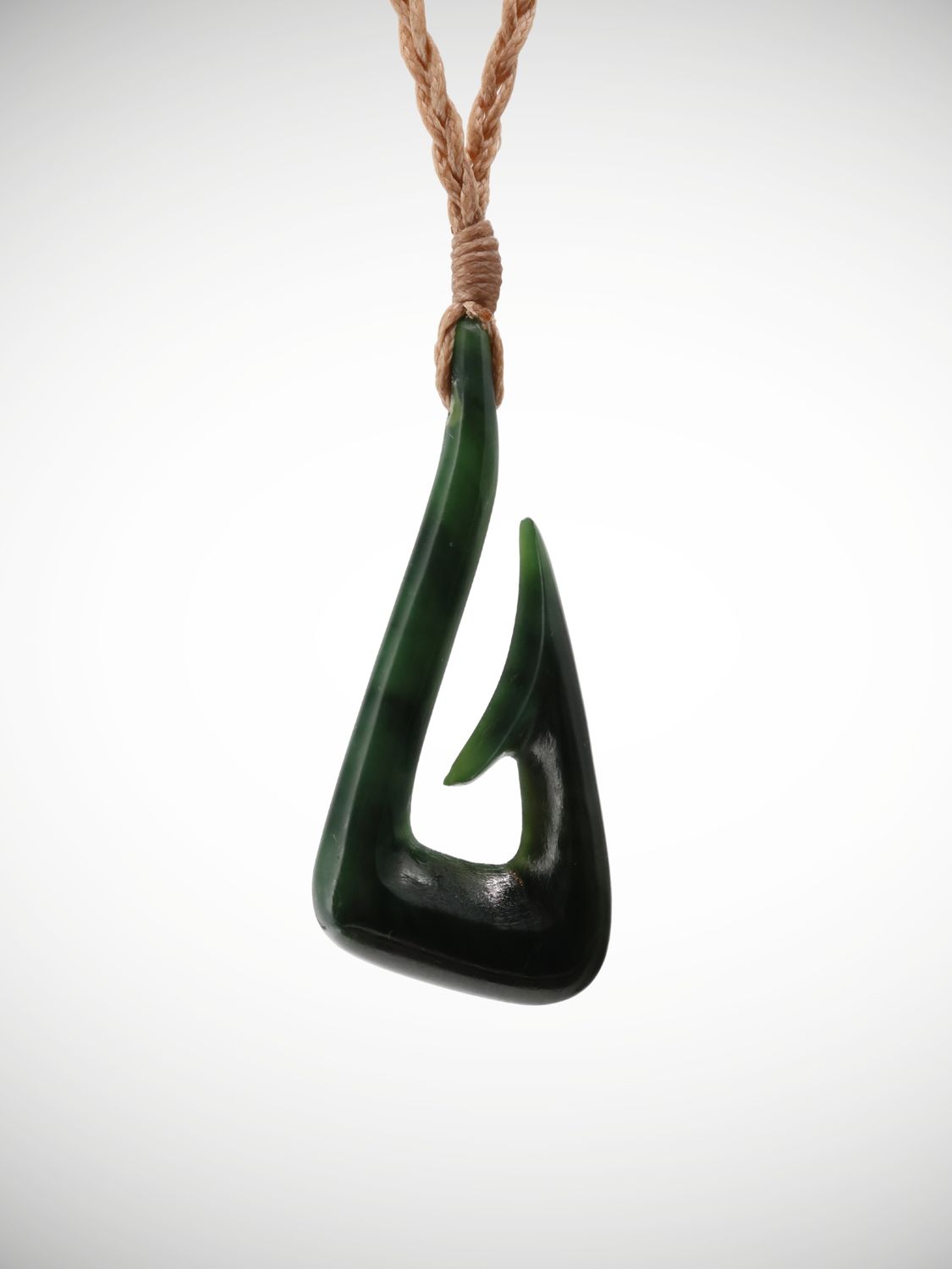 Moko Pounamu Hei Matau Genuine NZ Kawakawa Greenstone - Kaikarae