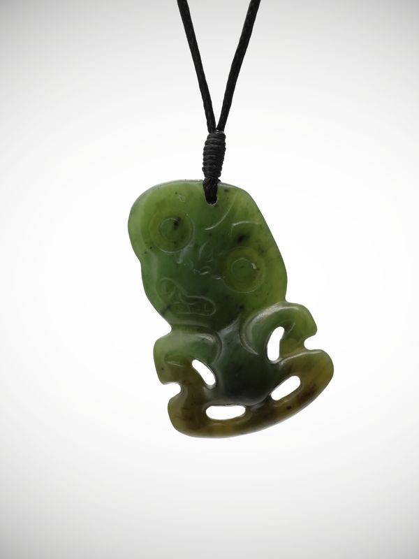 Moko Pounamu Hei Tiki Genuine NZ Kawakawa Greenstone - Kaimataitai
