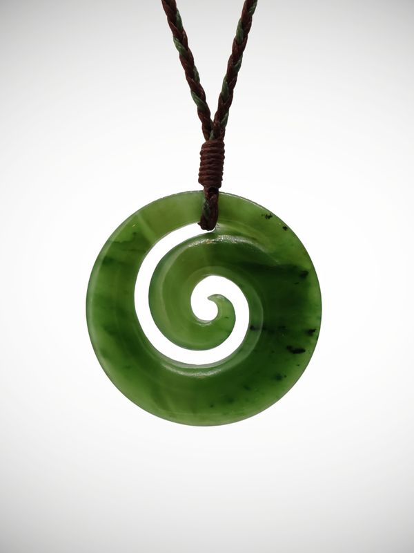Moko Pounamu Koru Genuine NZ Kahurangi Greenstone - Kaimaumau