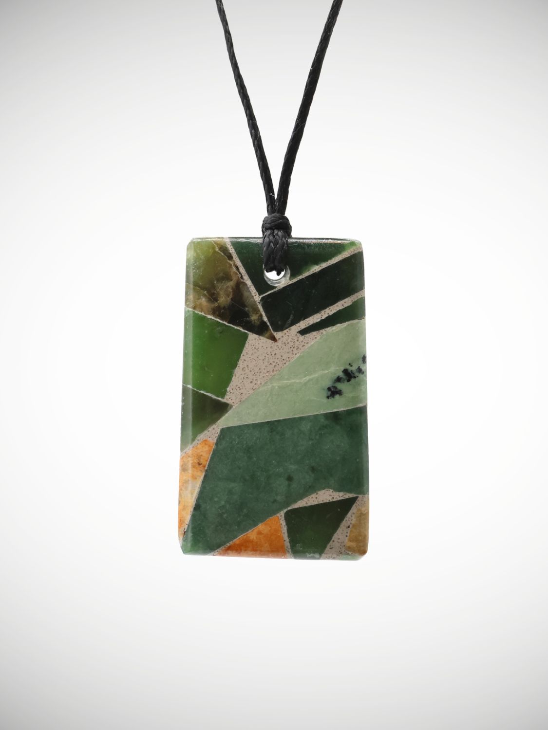 Moko Pounamu Reversible Pendant Genuine NZ Paua Shell & Multi Stone - MSP1