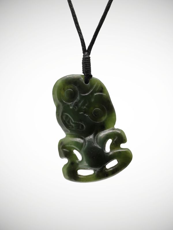 Moko Pounamu Hei Tiki Genuine NZ Kawakawa Greenstone - Kaimiro
