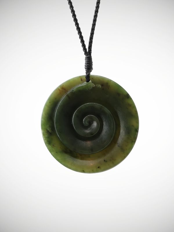 Moko Pounamu Koru Genuine NZ Kawakawa Greenstone - Kainamu