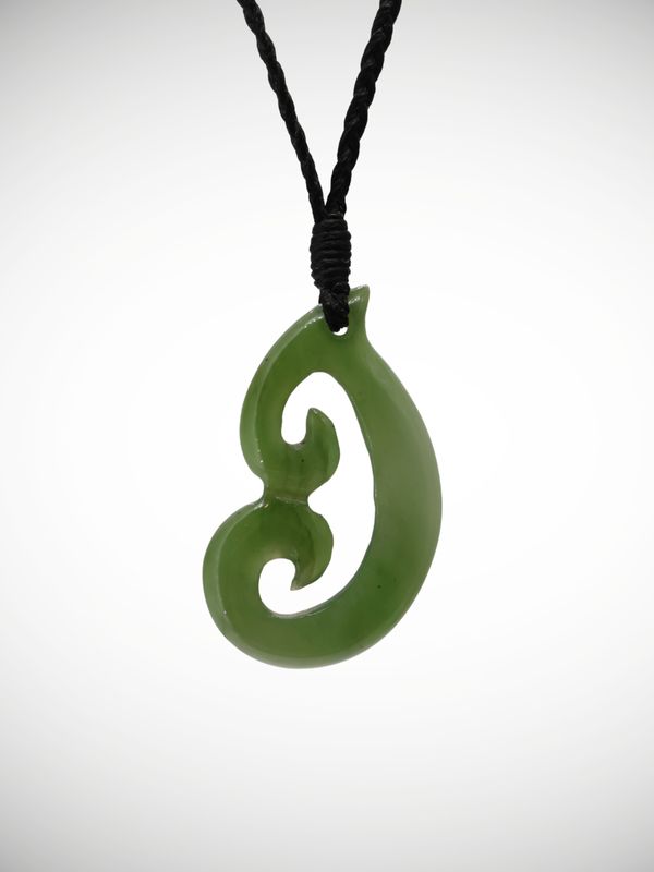 Moko Pounamu Double Koru Genuine NZ Inanga Greenstone - Kaingaroa