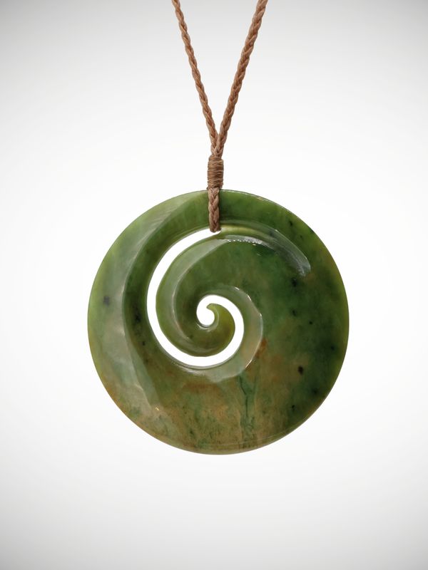 Moko Pounamu Koru Genuine NZ Kahotea Flower Greenstone - Kaipakirikiri