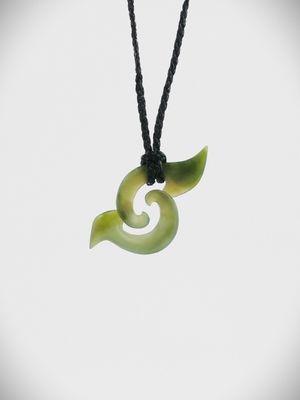Moko Pounamu Double Koru NZ Genuine Inanga Greenstone - Hangaroa