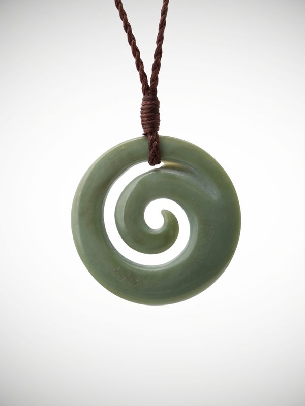 Moko Pounamu Koru Genuine NZ Inanga Greenstone - Kaipara