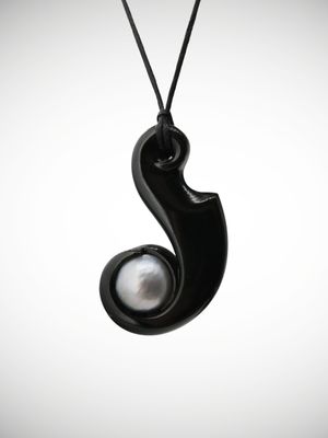 Moko Pounamu Australian Black Jade & Tahitian Pearl Pendant - Kaipo