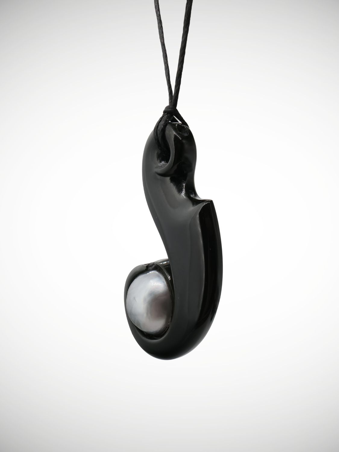 Moko Pounamu Australian Black Jade & Tahitian Pearl S- Kaipo