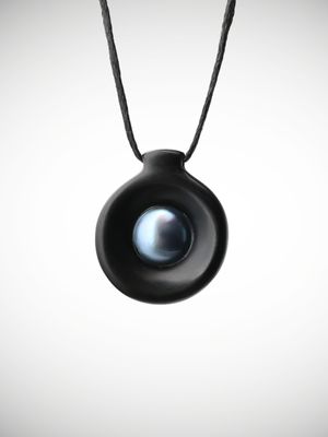 Moko Pounamu Australian Black Jade & Tahitian Pearl Disc Pendant - Kairakau