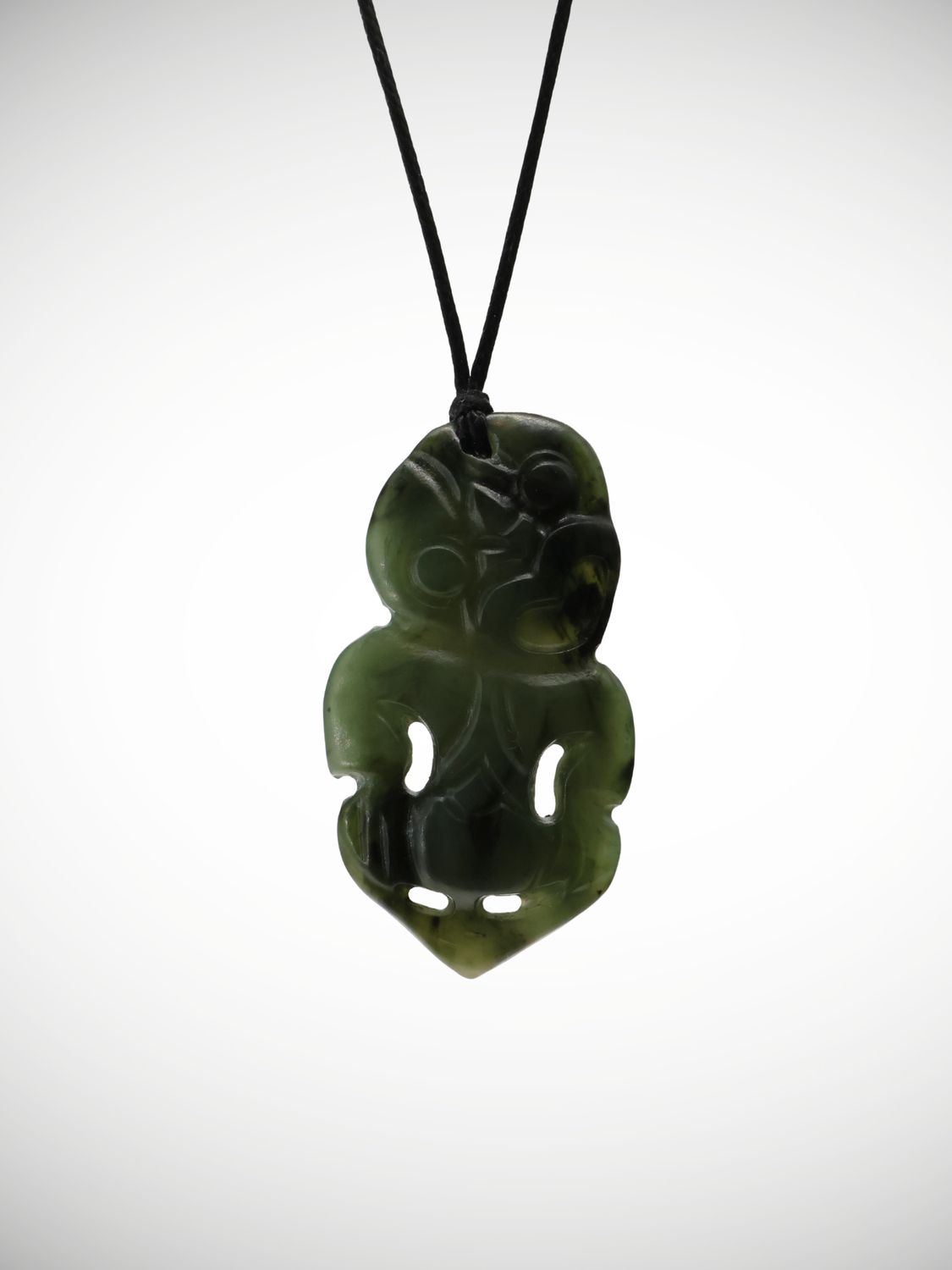 Moko Pounamu Hei Tiki Genuine NZ Kawakawa Greenstone - Kaitakata