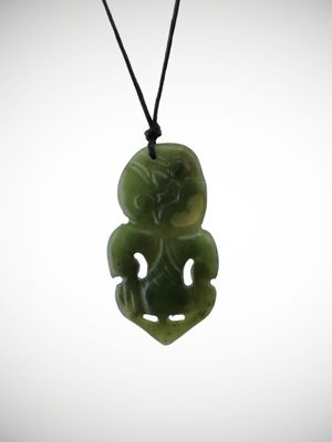 Moko Pounamu Hei Tiki Genuine NZ Kawakawa Greenstone - Kairua