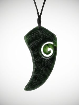 Moko Pounamu Fern Leaf Genuine NZ Kawakawa Greenstone - Kaitoke
