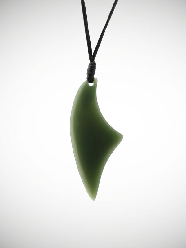Moko Pounamu Contemporary Drop Genuine NZ Inanga Greenstone - Kaituna