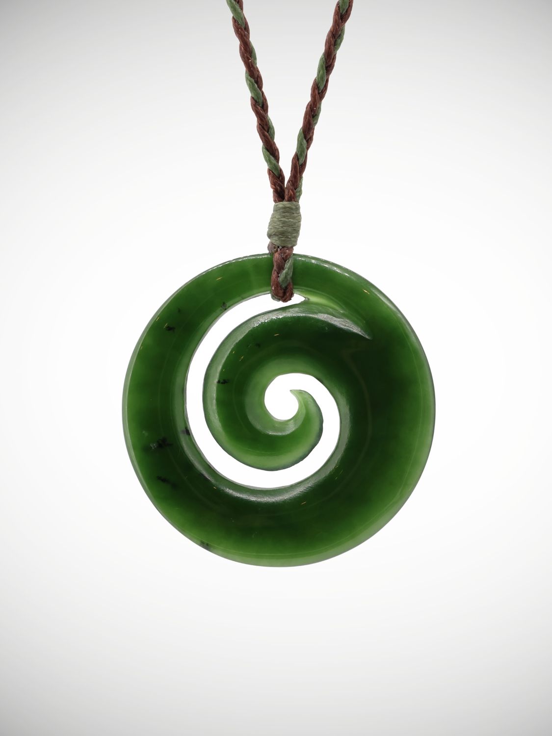 Moko Pounamu Koru Genuine NZ Kahurangi Greenstone - Kirikiriroa