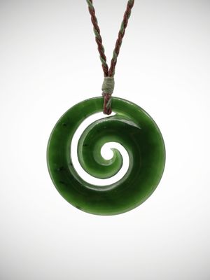 Moko Pounamu Koru Genuine NZ Kawakawa Greenstone - Kirikiriroa