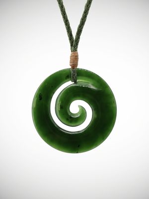 Moko Pounamu Koru Genuine NZ Kawakawa Greenstone - Kohinui