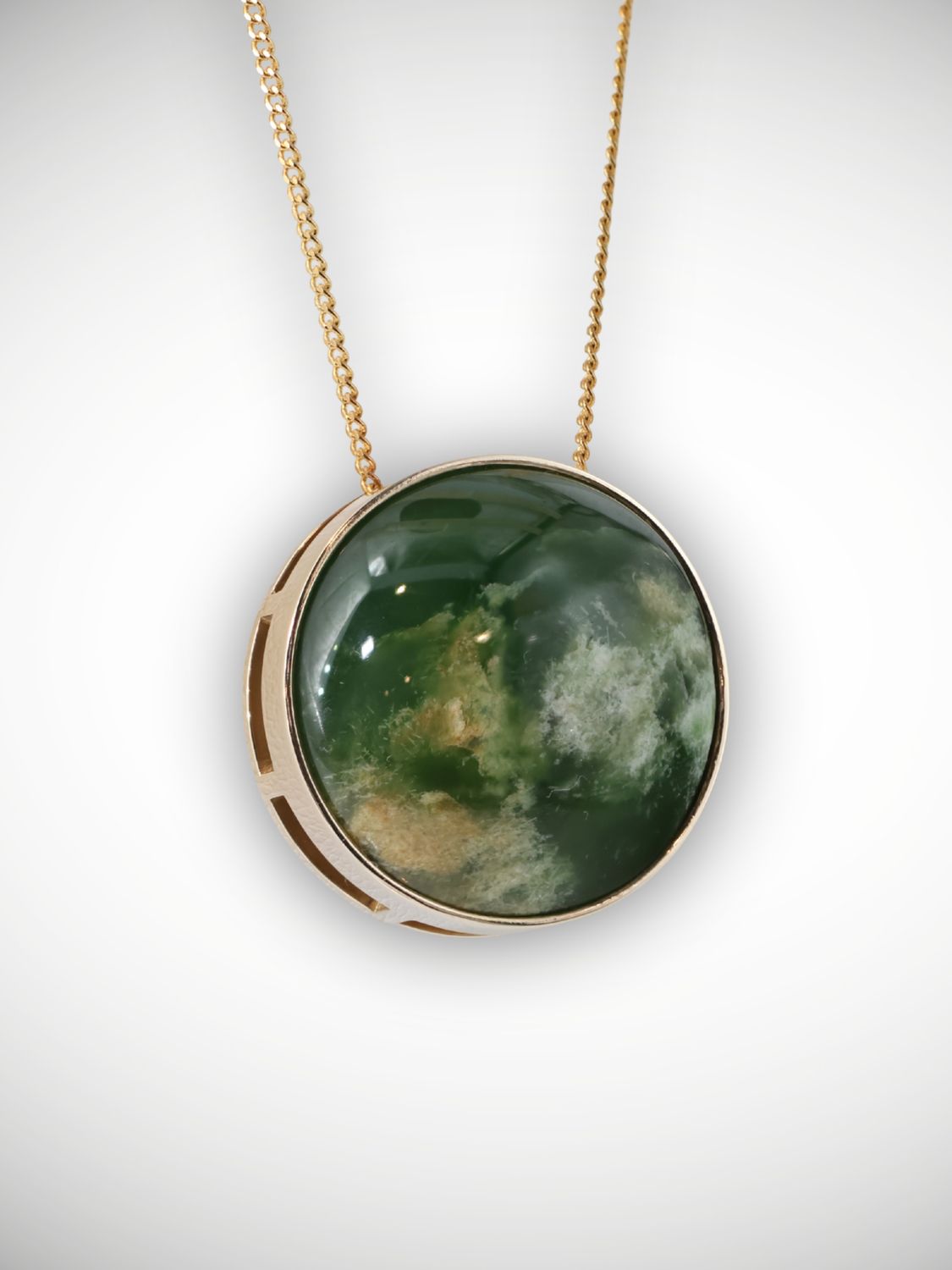 Moko Pounamu Jewellery Slider Genuine NZ Kahurangi Flower Greenstone & 9ct Gold - Tapuaenuku