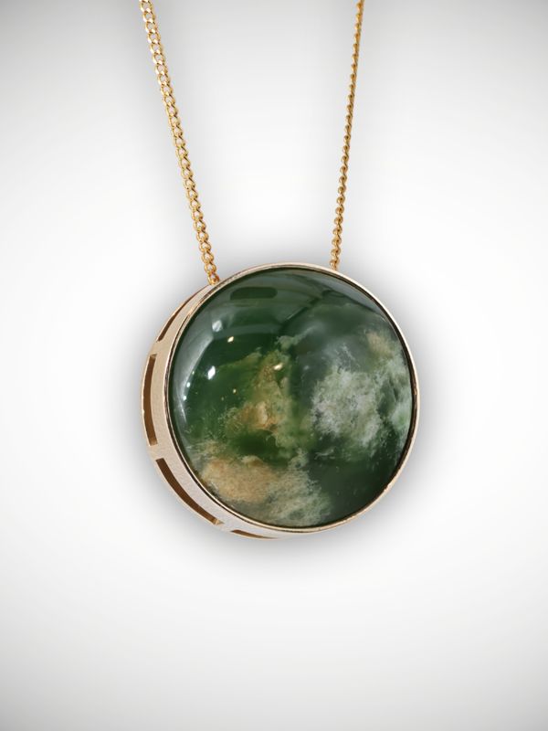 Moko Pounamu Jewellery Slider Genuine NZ Kahurangi Flower Greenstone & 9ct Gold - Tapuaenuku