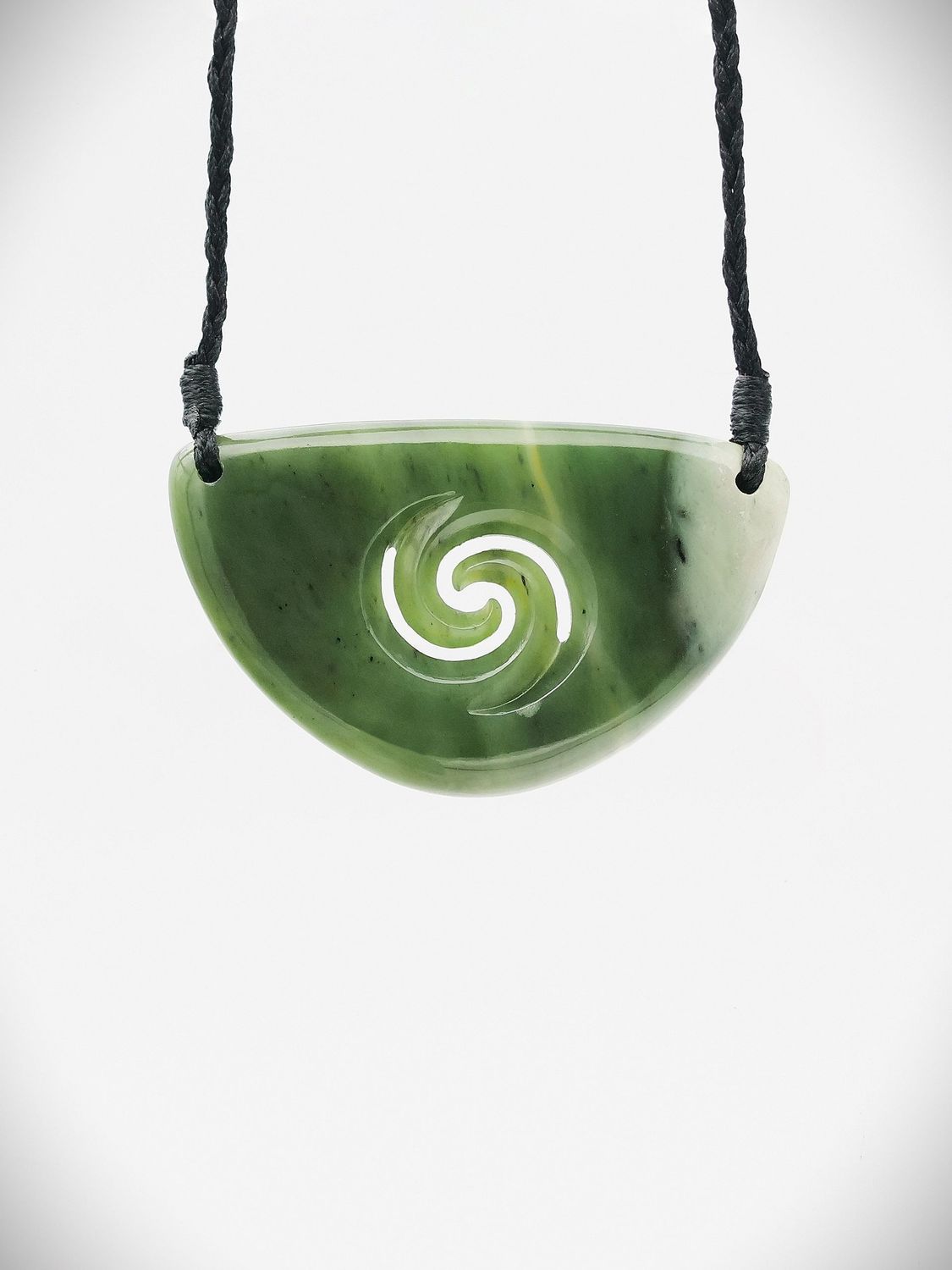 Moko Pounamu Kouma Breastplate NZ Genuine Kawakawa Flower Greenstone - Ohaeawai