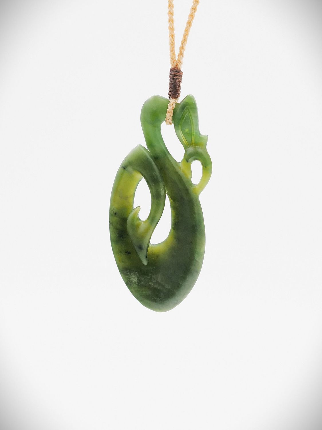 Moko Pounamu Manaia NZ Genuine Kawakawa Greenstone - Okahu