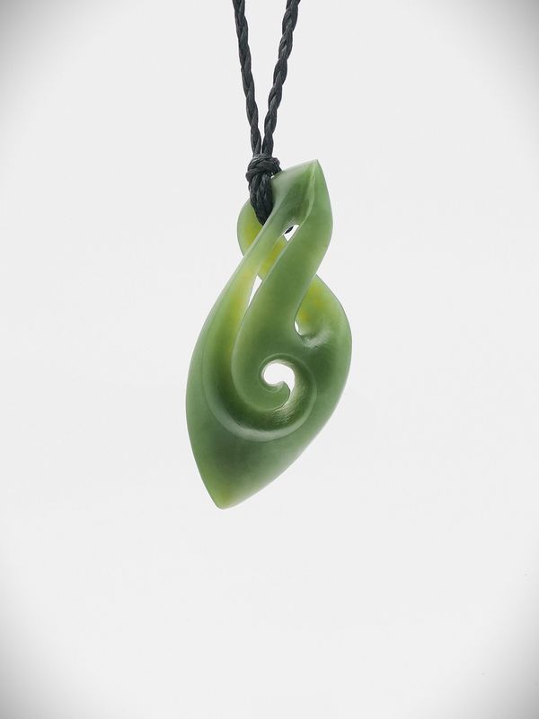 Moko Pounamu Single Pikorua Koru NZ Genuine Inanga Greenstone - Tanera