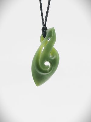 Moko Pounamu Single Pikorua Koru NZ Genuine Inanga Greenstone - Tanera