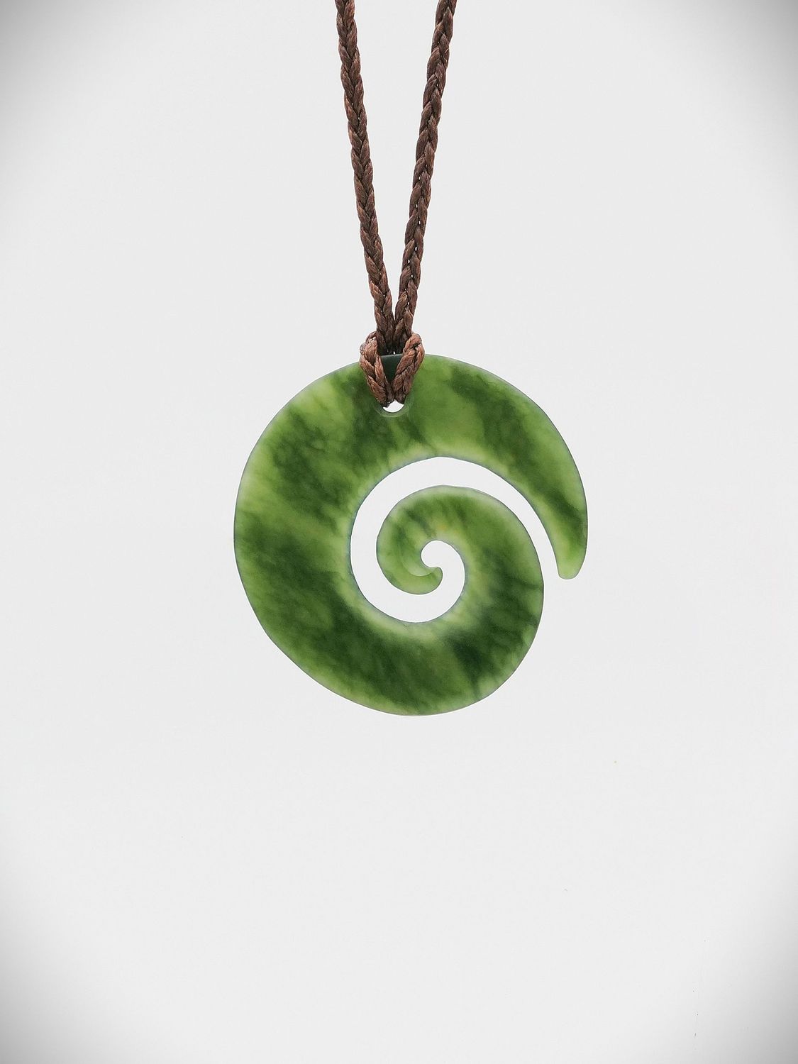 Moko Pounamu Koru NZ Genuine Kawakawa Greenstone - Wharekauhau
