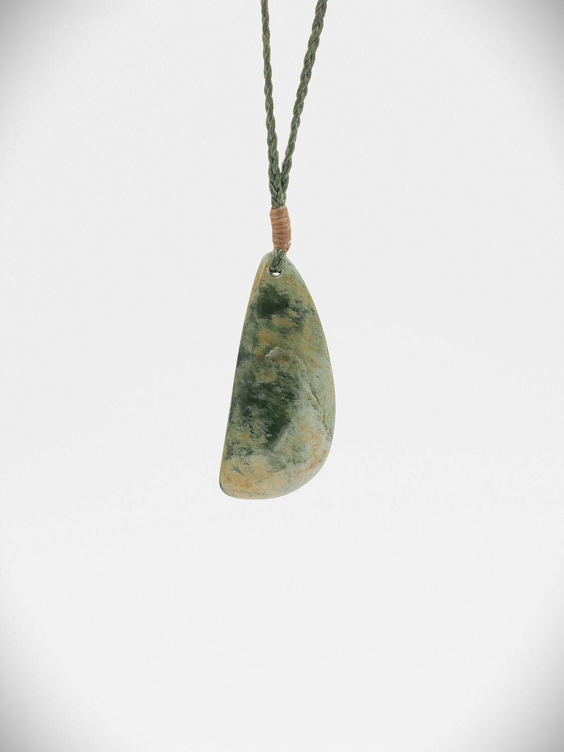 Moko Pounamu Roimata (Teardrop) NZ Genuine Kawakawa Flower Greenstone - Otoko