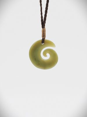 Moko Pounamu Koru NZ Genuine Inanga Greenstone - Kairakau
