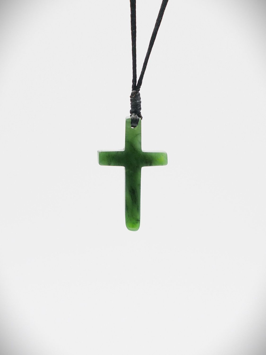 Moko Pounamu Cross NZ Genuine Kawakawa Greenstone - Makauri
