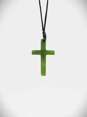 Moko Pounamu Cross NZ Genuine Kawakawa Greenstone - Pehiri